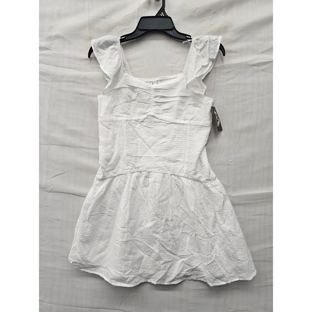 Art Class Girls Ruffle Sleeve Dress White Cotton Blend Casual Size XL